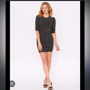 Sundry THREE-QUARTER PUFF SLEEVE DRESS
